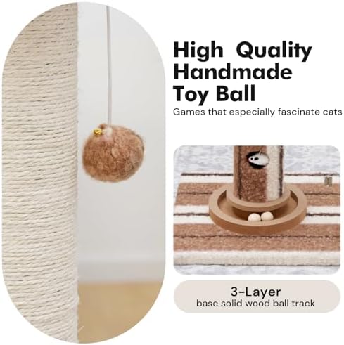 Woochpet Cat Scratching Post,Heavy Duty Green Sisal Scratcher with Cat Toys