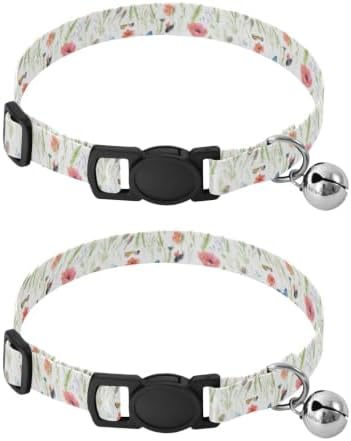 Butterfly Bloom White Pet Collars 2 Pack Collar for Kitten Adjustable 10.6 to 17.1 Inches