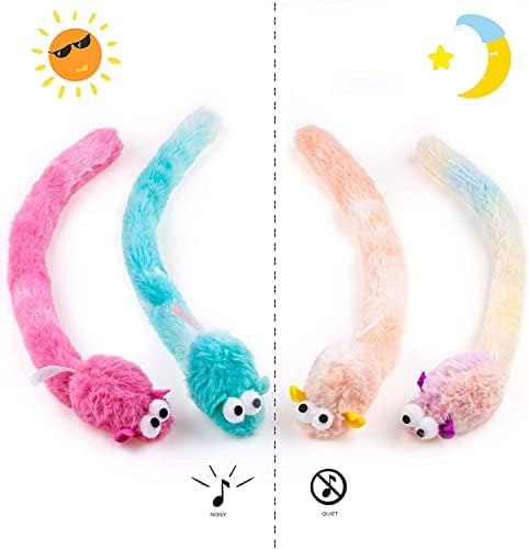 CHIWAVA 4PCS 15" Long Soft Plush Cat Toys Mice with Bell Rustle Sound Mouse