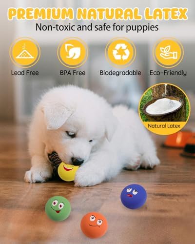SCHITEC Squeaky Dog Toys, Funny Interactive Puppy Ball Toy, [6 Pack] Latex Rubber Squeak Pet Balls for Puppies Small Breed Dogs
