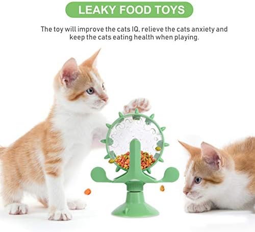POPETPOP Windmill Cat Treat Dispenser Toy: Cat Puzzle Dispenser Slow Feeder 360° Rotating Treat Toy Dog Food Pet for s