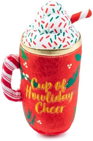 Haute Diggity Dog Howliday Cheer Mug Plush Dog Toy, Drink Parody Chew Toys
