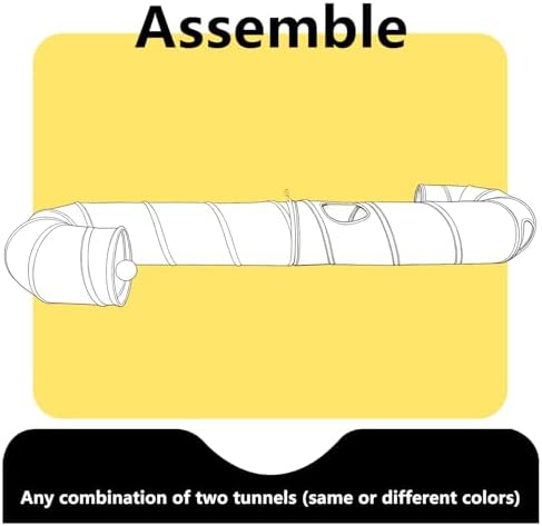Cat Tunnel, 2-Way Collapsible Cat Tube with Interactive Peek-A-Boo Hole, Toy Ball, and Rope – Ideal for Indoor Cats, Kittens, and Rabbits (Light Blue)