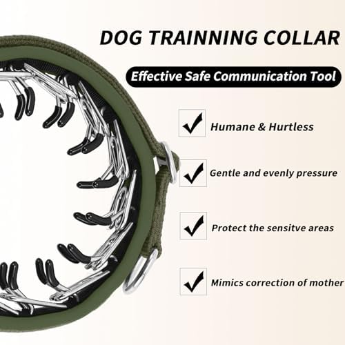 No Pull Martingale Dog Collar for Large Medium Small Dogs, Heavy Duty Nylon Reflective Adjustable Anti Pull Slip Collar with Buckle for Training Walking S Army Green