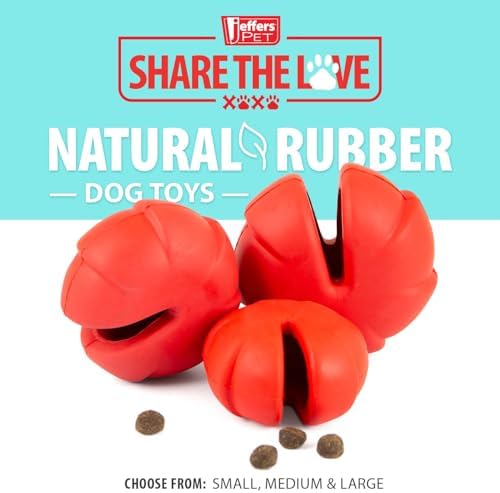 Jeffers Pet Natural Rubber Dog Chew Toy – Red Millipede, Large – Treat Dispensing, Vanilla Scent, Durable, Non-Toxic, Dishwasher Safe, Interactive Fetch & Tug Toy - Perfect for Training