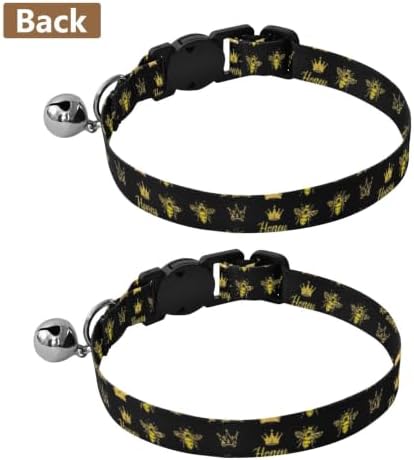 2 Pack Puppy Collar Yellow Bees Dog Collar with Bell, Adjustable Length 10.6" to 17.1"