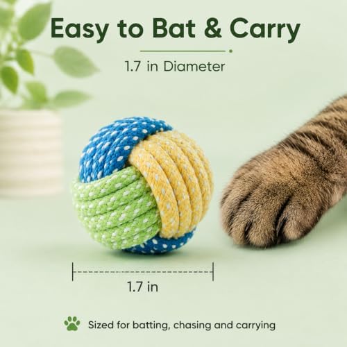No Catnip Cat Toy Balls, 6 Pack Crinkle Chew Toys (Lime)