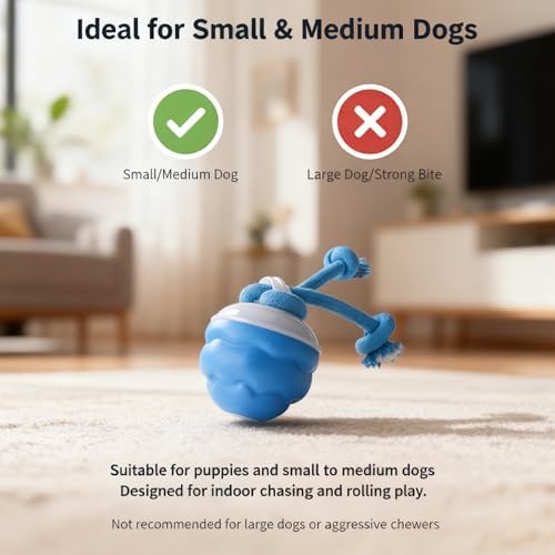 Interactive Dog Toys, Motion Activated Rolling Dog Ball Toy, Automatic Moving Dogs Toy for Boredom Stimulating, Self Play Ball for Small Medium Dogs Indoor, USB Rechargeable (Blue)