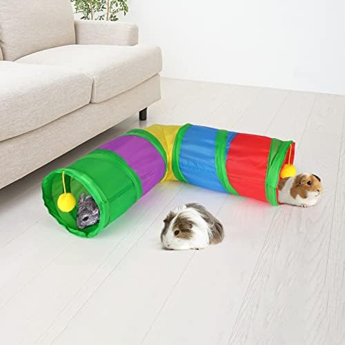 Rypet Guinea Pig Tunnels and Tubes 2-Way L-Type Collapsible for Small Pets