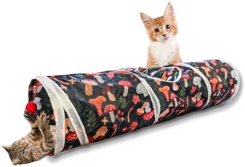 Cat Tunnel, 2-Way Cat Tunnels for Indoor Cats, Collapsible Cat Play Tunnel, Interactive Toy Maze Cat House with 2 Play Ball for Cats, Puppy, Kitty, Kitten, Rabbit