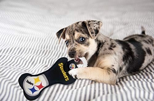 Pets First NFL Pittsburgh Steelers Dental Dog TUG Toy with Squeaker. Tough PET Toy for Healthy Fun, Teething & Cleaning Pet's Teeth & Gum., Team Color, one Size (PIT-3310)
