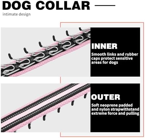 Martingale No Pull Dog Collar for Large Medium Small Dogs, Heavy Duty Nylon Adjustable Reflective Anti Pull Slip Collar with Buckle for Training Walking Hunting M Pink