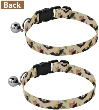 Black Bats Soft Cat Collar, 2 Pack Kitten Bell Collar