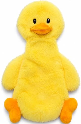 Interactive Crinkle Duck Dog Toy – No Stuffing Plush Squeaky Pet Toy (14"x8"), Tear-Resistant Reinforced Stitching, Odor-Free Chew Toy, Keeps Them Busy for Small, Medium & Large Dogs