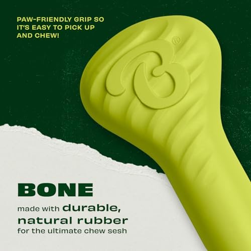 Benebone Natural Rubber Dog Bone Chew Toy, Natural Rubber | Natural Rubber, Tough But Gentle, Easy-Grip Design, Great for Fetch, Dishwasher Safe, Dog Bones, Long-Lasting