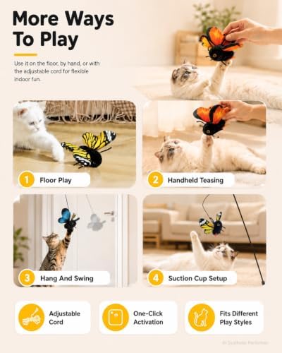 Smart Sensing Flapping Butterfly Toy for Cats