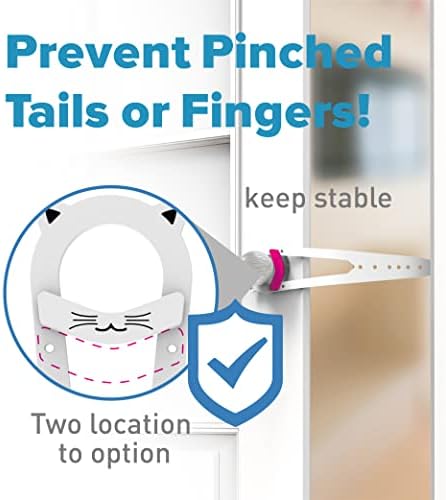 Neobay Cat Door Latch with Stabilizer, Keeps Dogs Out of Litter Box | 7 Sizes Adjustable (1.5-6 Inch), No-Drill Install, Portable, Pinch-Guard Safe, Cat Door Stopper & Holder, White, 2 Packs