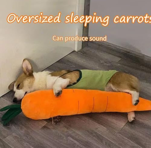 Giant 29.5'' Anxiety Relief Carrot Plush for Dogs - Squeaker Inside Interactive Chew Toy with Hypoallergenic Filling | Oeko-TEX Certified Boredom Buster & Cuddle Companion
