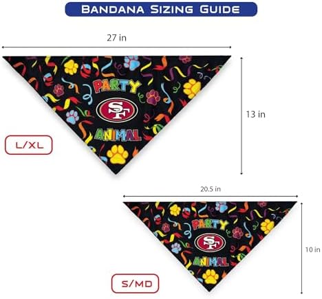 NFL SAN Francisco 49ERS Dog Birthday Party Set 8pcs with 1 Football Bandana Large/X-Large, 1 Birthday Cake Toy & 6 B-Day Balloons, Dog Birthday Set, Costume, Fun Doggie Party Accesories