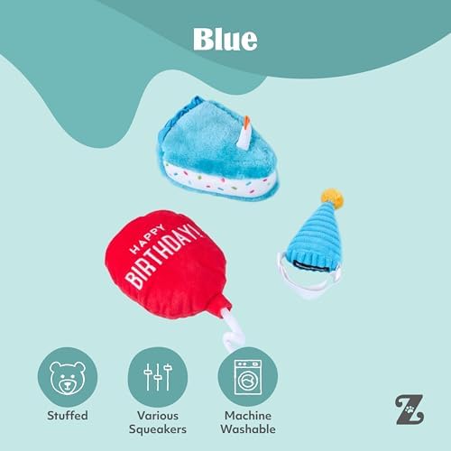 ZippyPaws Birthday Box Dog Squeaky Toys to Keep Them Busy - 3-Pack