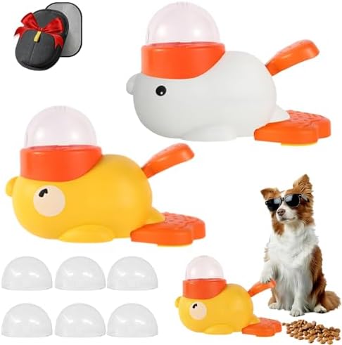 Duck Cat Treat Dispenser, Duck Puzzle Feeder for Cats, 2-in-1 Puzzle Toy That Challenges & Rewards, Keeps Indoor Cats Busy—Less Boredom, Slow Feeder for Pet Eating & Iq Training (Mix)