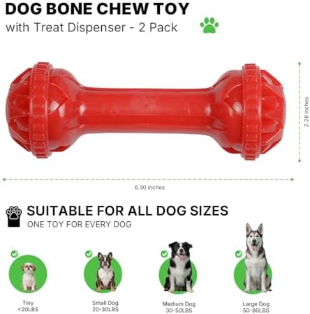 Dog Toys for Aggressive Chewers, Dog Chew Toys, Dog Bone Toys, 2 Packs