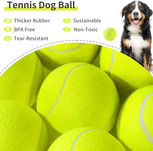 susu & wuwu Large Tennis Ball for Dogs 4 Inch Big Tennis Ball for Dog, Outdoor Play Toy for Small, Medium, Large Dogs Pet Birthday Gift(4 Pack)