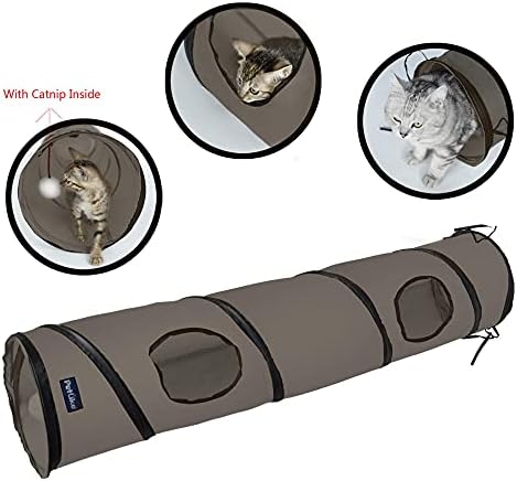 PetLike Cat Tunnel for Indoor Cats Collapsible Pop-up Pet Tube Peek Hole Hideaway Play Toys for Cats with Ball