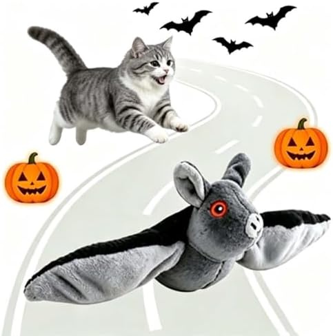 Flying Bat Dog Toy, Halloween Dog Cat Toys, Automatic Interactive Cat Toys Indoor Cats, Realistic Flight Motion and Chirping Sound, Outdoor for Exercise, Play and Bored