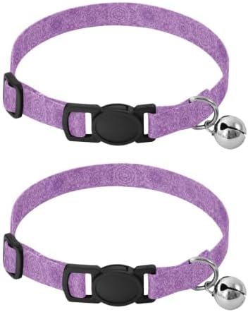 2 Pack Pet Collar Mandala Purple Puppy Collar with Bell, Adjustable Length 10.6" to 17.1"
