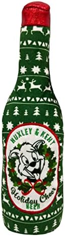 Huxley & Kent for Dogs | Holiday Cheer Beer (Large) | Holiday Christmas Power Plush Dog Toy with Squeaker | Funny Dog Gift | Fun, Durable, and Safe | H&K Squeaky Dog Toys