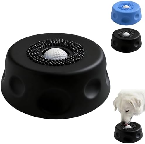 Slow Feeder Dog Bowls for Liquid Treat,Dog Licking Bowl with Rolling Balls,Dog Lick Bowl with Ball,Anti-Slip(Entertained Ball-in) Bone Broth Dog Lick Bowl,Lick Ball Bowl for Small Medium Dogs(Black)