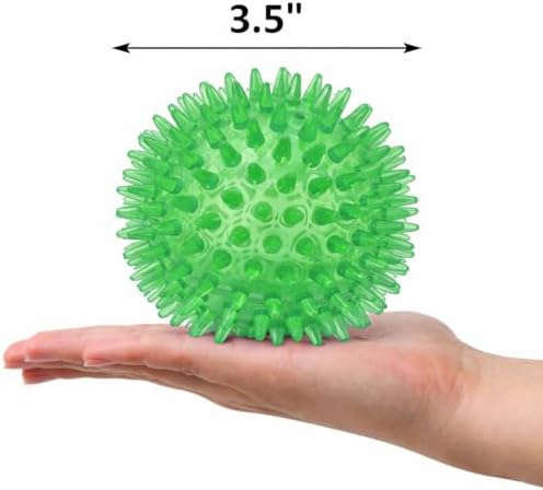 Cutie's PetBox Squeaky Rubber Spike Toy Ball for Medium, Large Dogs (3.5 Inch, Green)