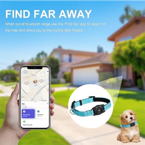 Tracking Collar for Dogs Waterproof Adjustable Air Tag Dog Collar Holder, Comfortable Dog Collars for Small Medium Large Dogs (SkyBlue, L)