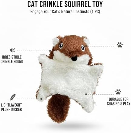 Plush Cat Kicker Toy with Crinkle Texture, Lightweight Interactive Chase Toy for Indoor Cats, Soft Stuffed Pet Plaything (1 Pack)