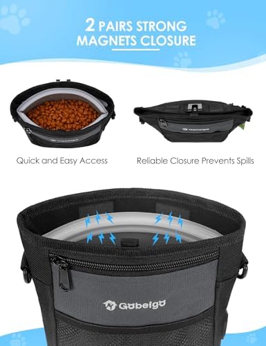 Gobeigo 4 Cup Dog Treat Pouch with Silicone Insert Bag& Clicker(Gray)