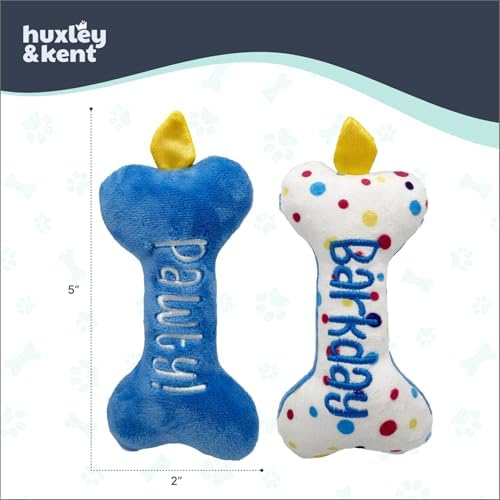 Huxley & Kent Tiny Tuff Plush Dog Toy, It's My Barkday Bone