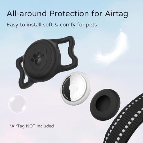Upgraded AirTag Dog Collar, IP68 Waterproof Holder, Large Black