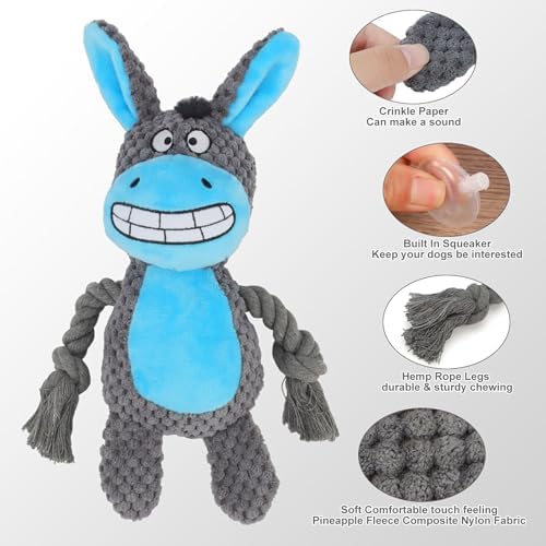 Dog Toys, Dog Squeaker Toys with Crinkle Paper (Dark Gray Donkey)