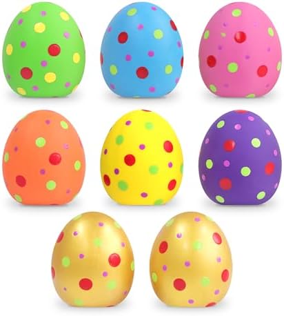 Squeaky Dog Toys 8 Pack, 2.4" Soft Latex Interactive Bouncing Puppy Chew Toys, Interactive Egg Shape Dog Toys Balls for Small Medium Breed