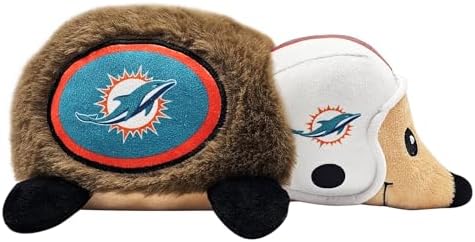 NFL Miami Dolphins Plush Hedgehog Toy for Dogs & Cats, Cool Soft Pet Toy for Fun and Interactive Play, Dog Chew Toy with Squeaker, Licensed Hot Pet Toy