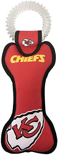 Pets First NFL Kansas City Chiefs Dental Dog TUG Toy with Squeaker. Tough PET Toy for Healthy Fun, Teething & Cleaning Pet's Teeth & Gum., Team Color, one Size (KCC-3310)
