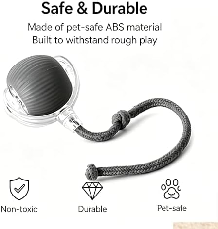 Cat Ball Toy,New Interactive Rolling Cats Dog Toy Balls 360° Smart Automatic Rolling Pet Ball, Fast Moving Toy for Dog,Interactive Toys for Cats (Grey)