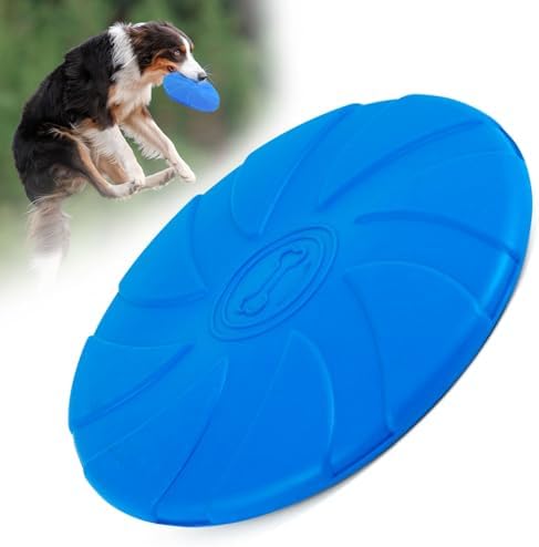 Jeffers Pet Natural Rubber Dog Chew Toy – Blue Bone Stamp Frisbee, Medium – Vanilla Scent, Durable, Non-Toxic, Dishwasher Safe, Interactive Fetch & Tug Toy - Perfect for Training Medium Chewers