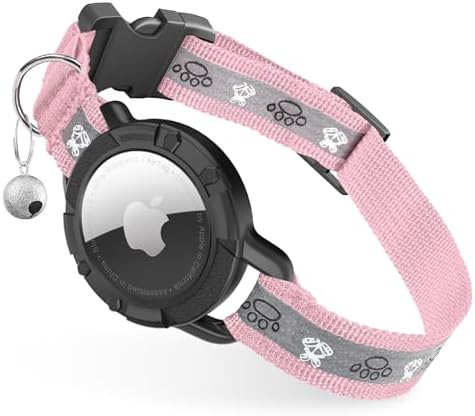 Reflective AirTag Cat Collar, Integrated Cat Collar with Air Tag Holder | Built in AirTag Holder, Adjustable 7-13in for Cats, Kittens and Puppies, Safety Elastic Band, Reflective for Night Walking