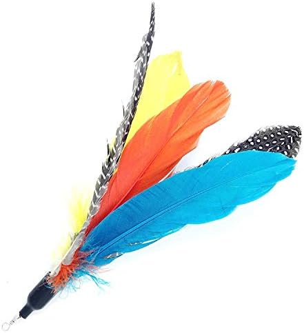 Pet Fit for Life Retractable Interactive Cat or Kitten Wand with 2 Feathers and 1 Soft Furry Combo