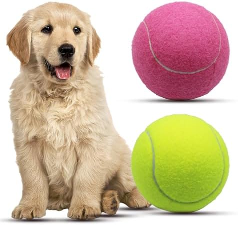 Magicorange Large Tennis Balls for Dogs, 2 Pack 4 Inch Big Tennis Ball