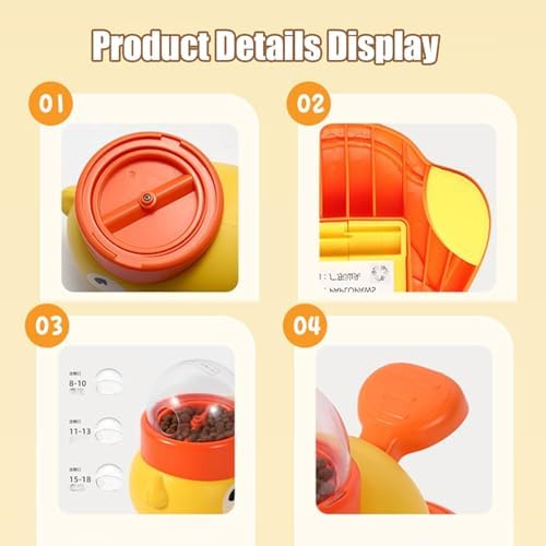 Duck Cat Treat Dispenser Toy, Interactive Yellow Duck Treat Dispenser for Cats, Dogs, Slow Feeder Bowl with Button for Fast Eaters - Durable & Safe, for Healthy Eating & Iq Training (1Pcs)