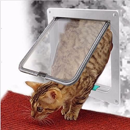 Pet Door 4 Way Lockable Cat Door Magnetic Cat Dog Flaps Smart Pet Flap Door Automatic Lock Cat Dog Gate for Window and Porch Use for Pet Cat Puppy