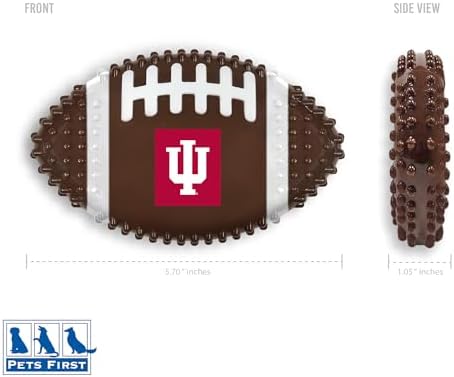 Pets First NCAA Indiana Hoosiers Mega-Chew Hard Nylon Bacon-Flavored Bone Football Chew Toy. Interactive Tasty & Fun Chew Toy. Indestructible Strong Durable Tough Dog Toys for Aggressive Chewers